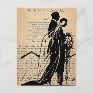 Huwelijkgedicht van Longmede Bride Groom Silhouett Briefkaart