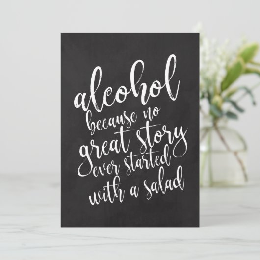 Huwelijks Alcohol Bar Betaalbaar Schoolbord Bord Kaart (Staand voorkant)