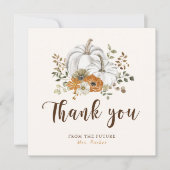 Huwelijks Bruiloft met Witte Pompoen Bedankkaart (Voorkant)
