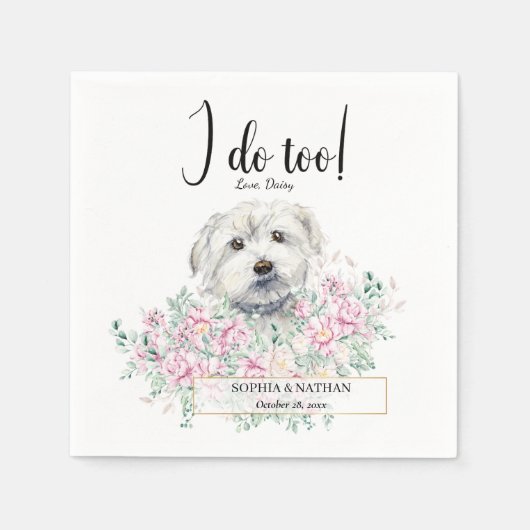 Huwelijks Cocktailservetjes voor Maltezer Honden Servet (Voorkant)
