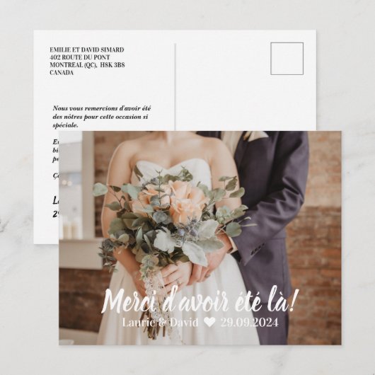 Huwelijks Dankkaart - Foto en Bedankt  Briefkaart (Voorkant / Achterkant)