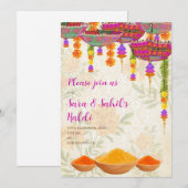 Huwelijks Haldi uitnodiging & Indiase Haldi uitnod (Voorkant / Achterkant)