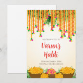 Huwelijks Haldi uitnodigingen Digitale jongen Pith (Voorkant / Achterkant)