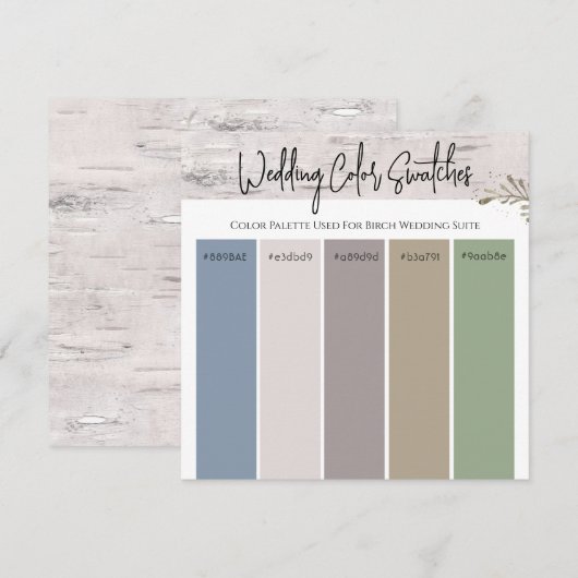Huwelijks Kleurenpalet Berk Kaart (Voorkant / Achterkant)