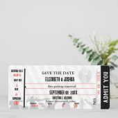 Huwelijks Muziekconcert Ticket Moderne Minimalist Save The Date (Staand voorkant)