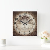 Huwelijks- of jubileumfamiliestamboom vierkante klok (Huis)