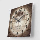 Huwelijks- of jubileumfamiliestamboom vierkante klok (Hoek)