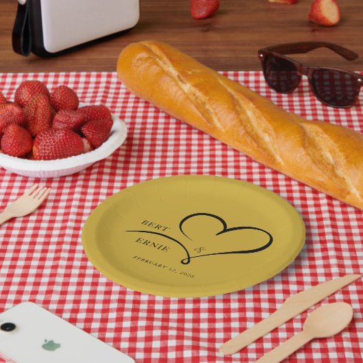 Huwelijks-papieren bord met eigen tekst 7" Rond Aa (Picknick)