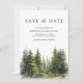 Huwelijks QR-code foto bos met dennenbomen Save The Date (Voorkant)