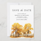 Huwelijks QR-code foto van eikenbomen in de herfst Save The Date (Voorkant)