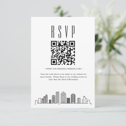 Huwelijks-QR-code RSVP in Houston (Staand voorkant)