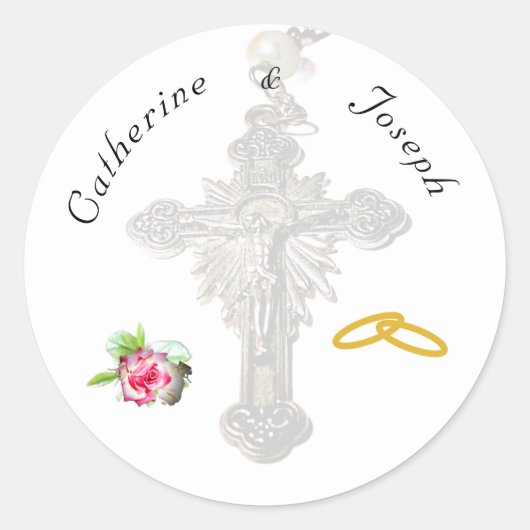 huwelijks Roos Ronde Sticker (Voorkant)