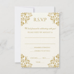Huwelijks RSVP-ansichtkaart - Nadine (Goud) op Ecr RSVP Kaartje