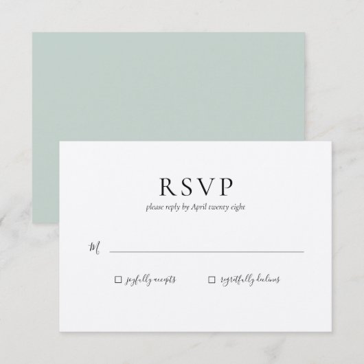 Huwelijks RSVP antwoordkaart Kaart (Voorkant / Achterkant)