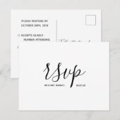 Huwelijks-Rsvp kaart | Eenvoudige witte script ans (Voorkant / Achterkant)