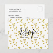 Huwelijks-Rsvp kaart | Gouden Confetti Script Brie (Voorkant / Achterkant)