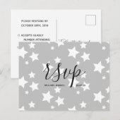 Huwelijks-Rsvp kaart | Grijs Sterren Script Ansich (Voorkant / Achterkant)