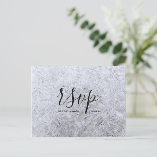 Huwelijks-Rsvp kaart | Hout Textuur Script Briefka (Staand voorkant)