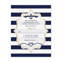 Huwelijks RSVP kaart | Marineblauw, witte namaak b