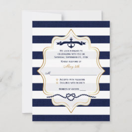 Huwelijks RSVP kaart | Marineblauw, witte namaak b