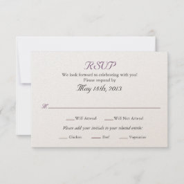 Huwelijks RSVP kaart met entree keuzes