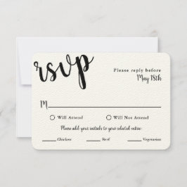 Huwelijks RSVP kaart met MAALTIJD selecties