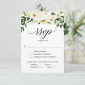 Huwelijks RSVP-kaart met witte rozen Kaart (Staand voorkant)