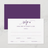 Huwelijks RSVP kaart modern leuk pruim/paars (Voorkant / Achterkant)