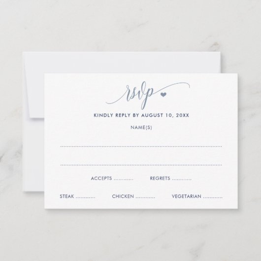Huwelijks RSVP-kaart Modern Plezier Stofblauw RSVP Kaartje (Voorkant)