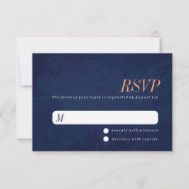 Huwelijks RSVP kaart, Navy Blauwe Textuur Kaartje