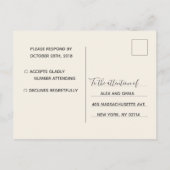 Huwelijks-Rsvp kaart Roze Waterverf Script Postkaa (Achterkant)
