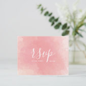 Huwelijks-Rsvp kaart Roze Waterverf Script Postkaa (Staand voorkant)