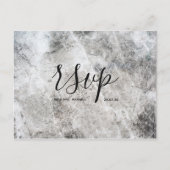 Huwelijks-Rsvp kaart | Stone Marble Script Postkaa (Voorkant)