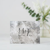 Huwelijks-Rsvp kaart | Stone Marble Script Postkaa (Staand voorkant)