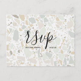 Huwelijks-Rsvp kaart | Terrazzo Script Briefkaart