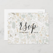 Huwelijks-Rsvp kaart | Terrazzo Script Briefkaart (Voorkant / Achterkant)