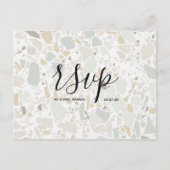 Huwelijks-Rsvp kaart | Terrazzo Script briefkaart (Voorkant)