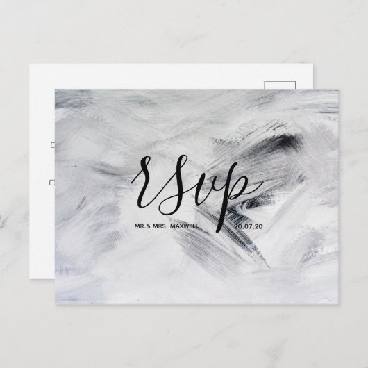 Huwelijks-Rsvp kaart | White Artwork Script briefk (Voorkant / Achterkant)