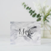 Huwelijks-Rsvp kaart | White Artwork Script briefk (Staand voorkant)