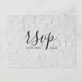 Huwelijks-Rsvp kaart | White Brick Script Postcard (Voorkant)