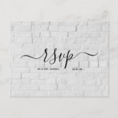 Huwelijks-Rsvp kaart | White Brick Script Postkaar (Voorkant)