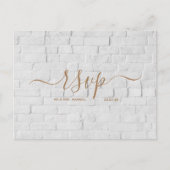 Huwelijks-Rsvp kaart | White Brick Script Postkaar (Voorkant)