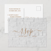 Huwelijks-Rsvp kaart | Witte baksteen script ansic (Voorkant / Achterkant)