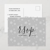 Huwelijks-Rsvp kaart | Witte sterren script briefk (Voorkant / Achterkant)