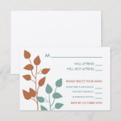 Huwelijks RSVP-kaarten met herfstbladeren en dubbe RSVP Kaartje (Voorkant / Achterkant)