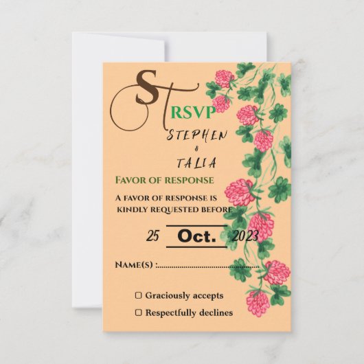 Huwelijks RSVP Kaartje (Voorkant)