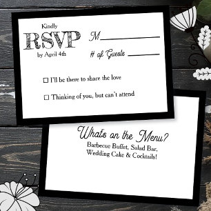 Huwelijks RSVP & receptie diner menu Kaart