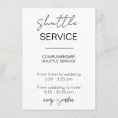 Huwelijks shuttle service kaart (Voorkant)