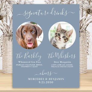 Huwelijks Signature Dranken Foto Stof Blauw Honden Poster