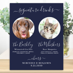 Huwelijks Signature Drankjes Foto Navyblauw Hond a Poster